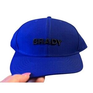 Tom BRADY BRAND Hat Fitted Wool Mens Size 61 Cm Blue Black Logo NEW WITH TAGS